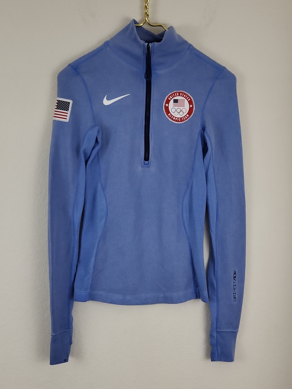 Women's Nike Light Blue Team USA Medal Stand Quarter-Zip Pullover Jacket Size XS